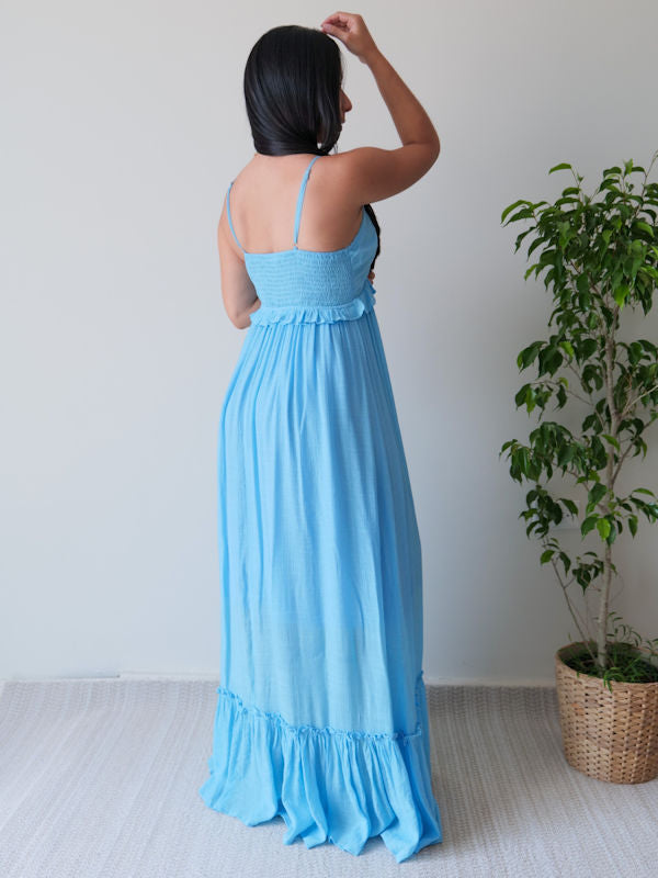 Casual Sky Blue Maxi Dress