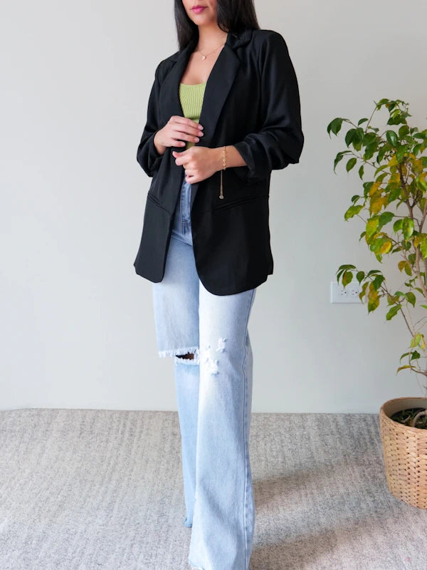 Image of our oversized boyfriend blazer for women. 