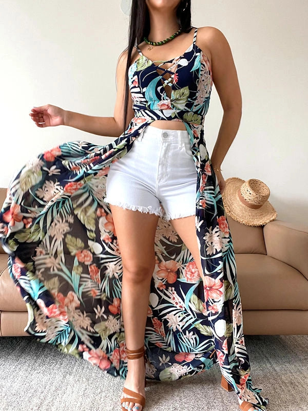 Tropical chic attire for women. 