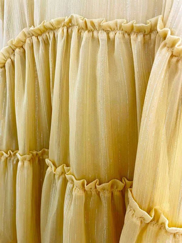 Mustard Summer Tiered Dress - Zoom of fabric