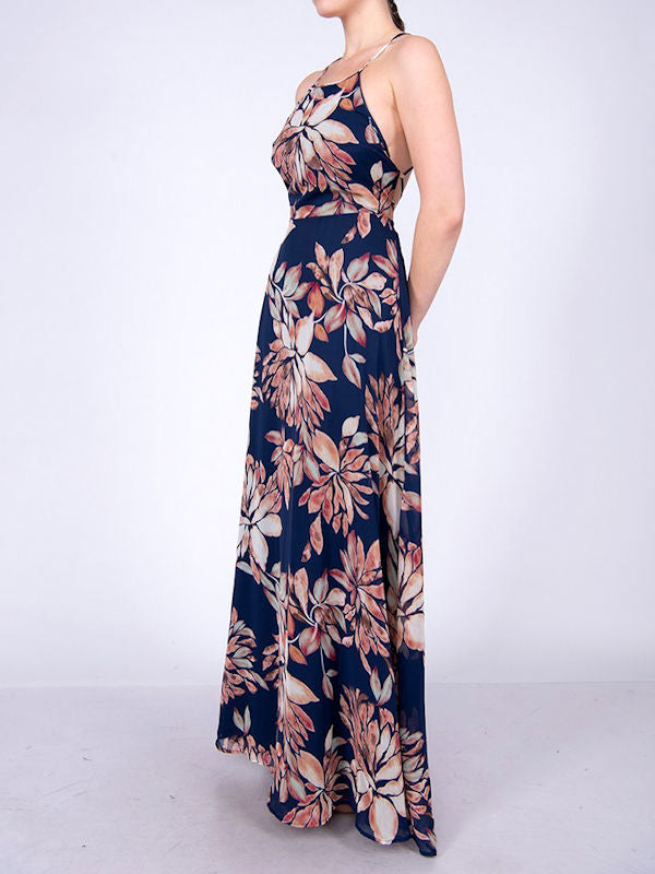 Navy Floral Maxi Dress - Side view