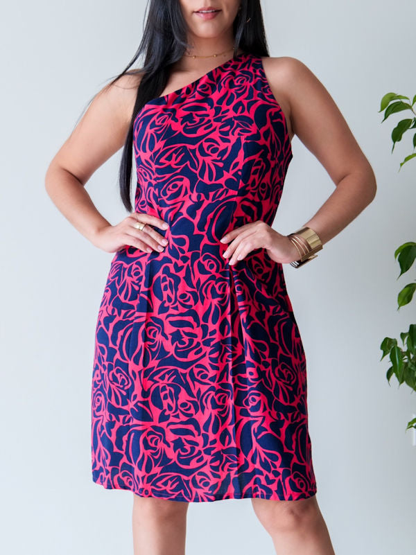 One Shoulder Printed Dress by Caribbeña