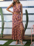 Floral Crop Top and Skirt/Conjunto de Crop Top y Falda Larga
