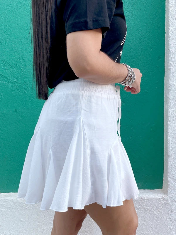 Side view of high waisted skort for women. 