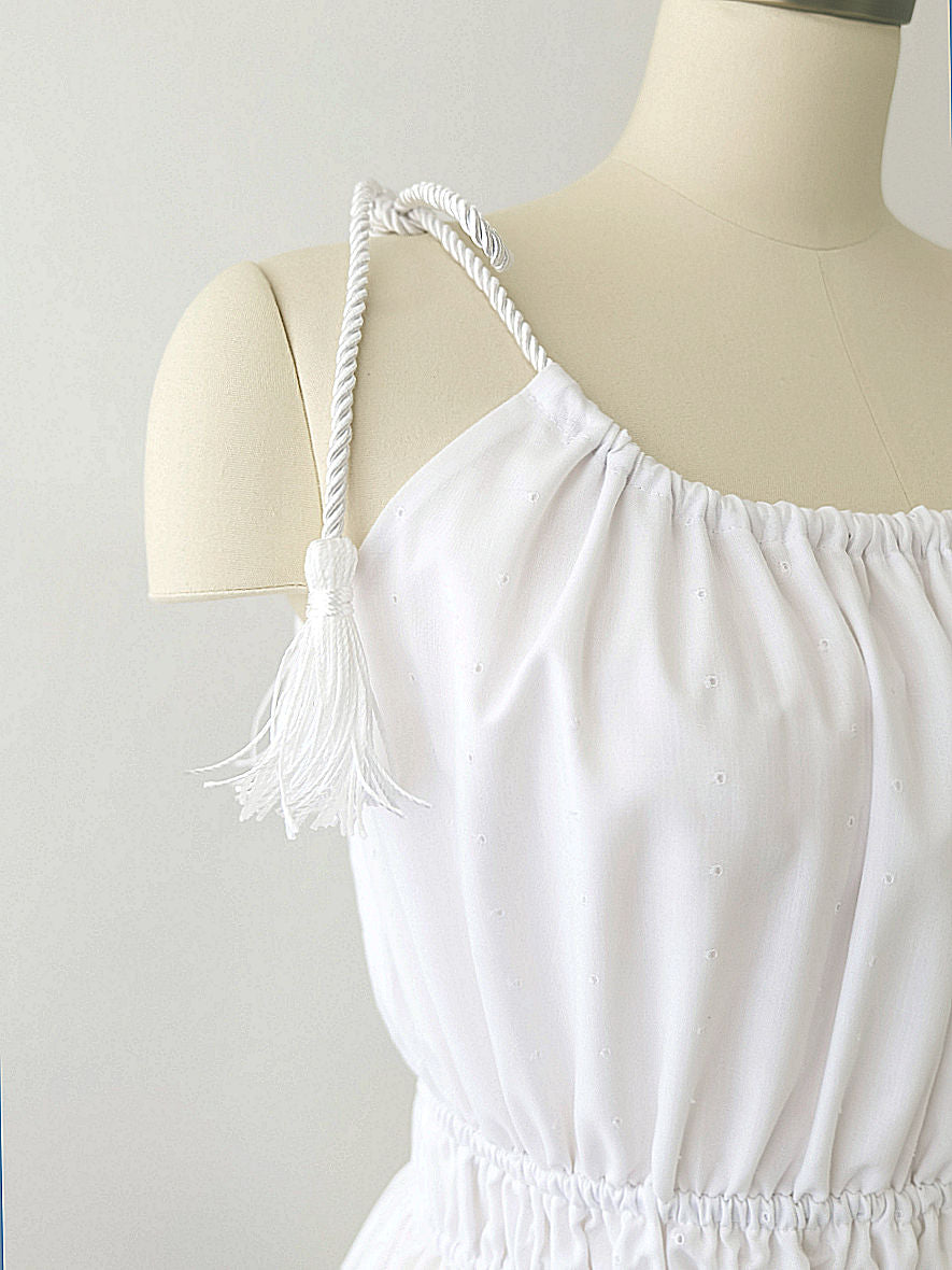 White Beach Maxi Dress/Vestido Largo Blanco - cord straps