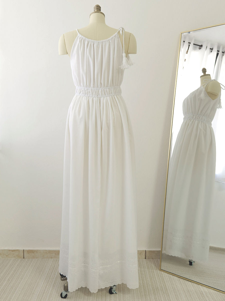 White Beach Maxi Dress/Vestido Largo Blanco - back view