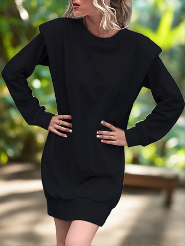 Black Padded Sweater Dress
