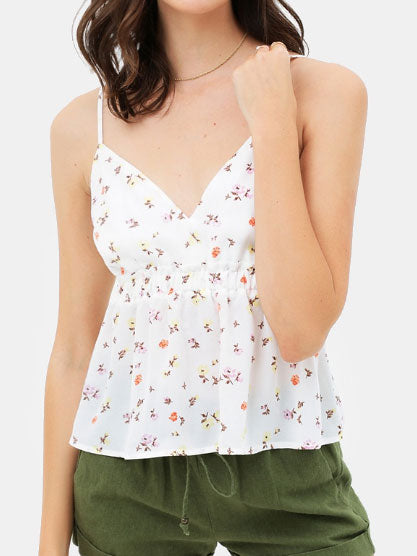 White Floral Tank Top/Summer Floral Top