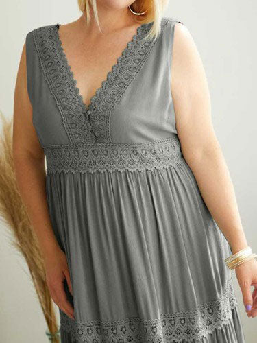 Plus Size Sleeveless Maxi Dress/Plus Size Grey Maxi Dress - Close up